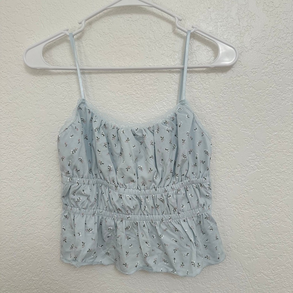 Cotton‎ On Blue Floral Lace Camisole Crop Tank Top Womens Size SP - Picture 7 of 9